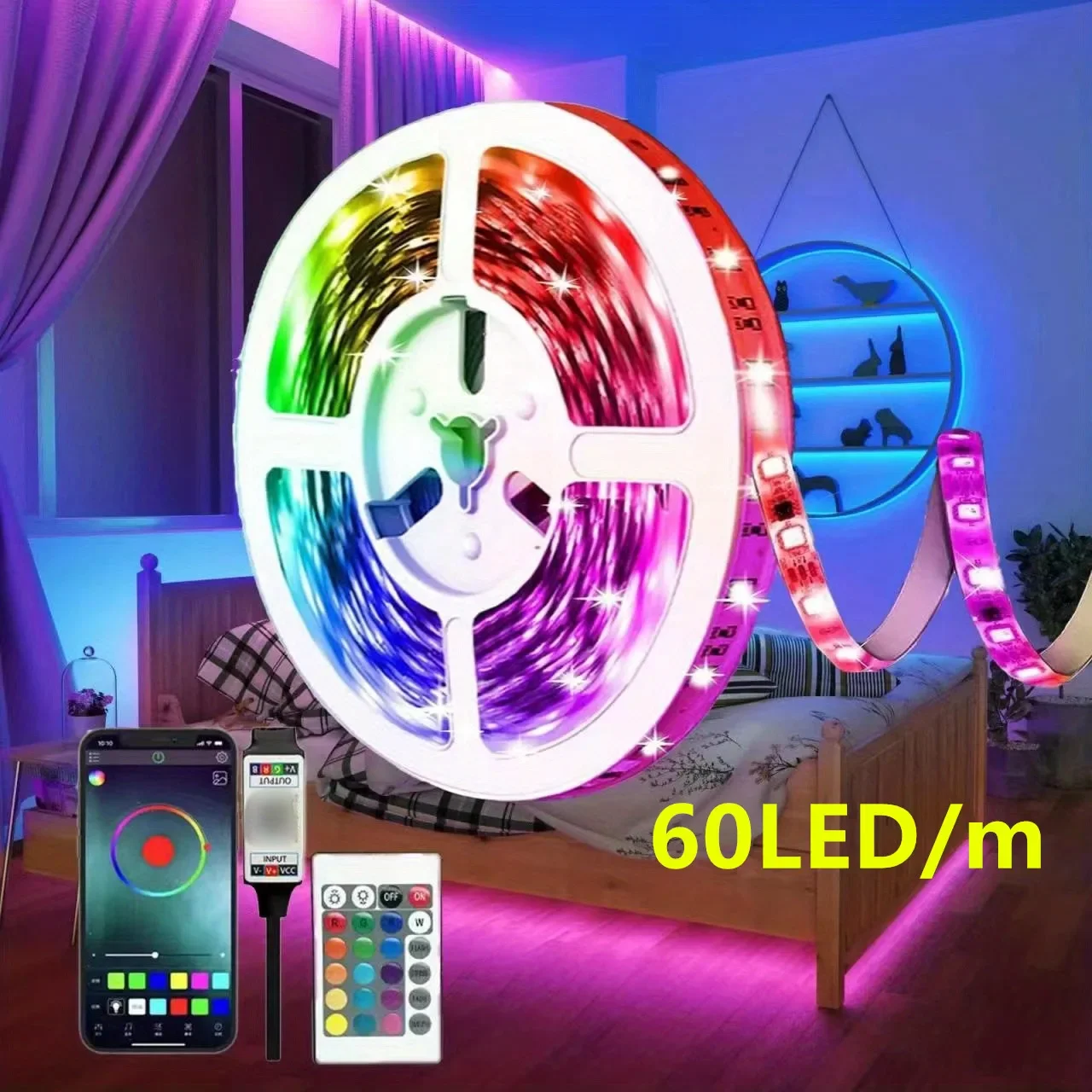 Smart Bluetooth Light LED Strip 2835 APP USB DC5V RGB 60LEDs/m 24key Remote Control Flexible Diode Lamp Tape Decor TV Backlight