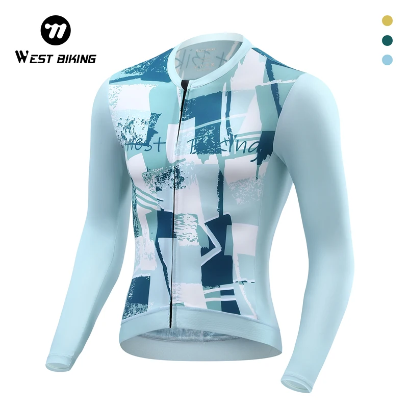 WEST BIKING Cycling Jersey Breathable Long Sleeves Thermal Spring Autumn Reflective Strip Bicycle Safety Riding Men Women