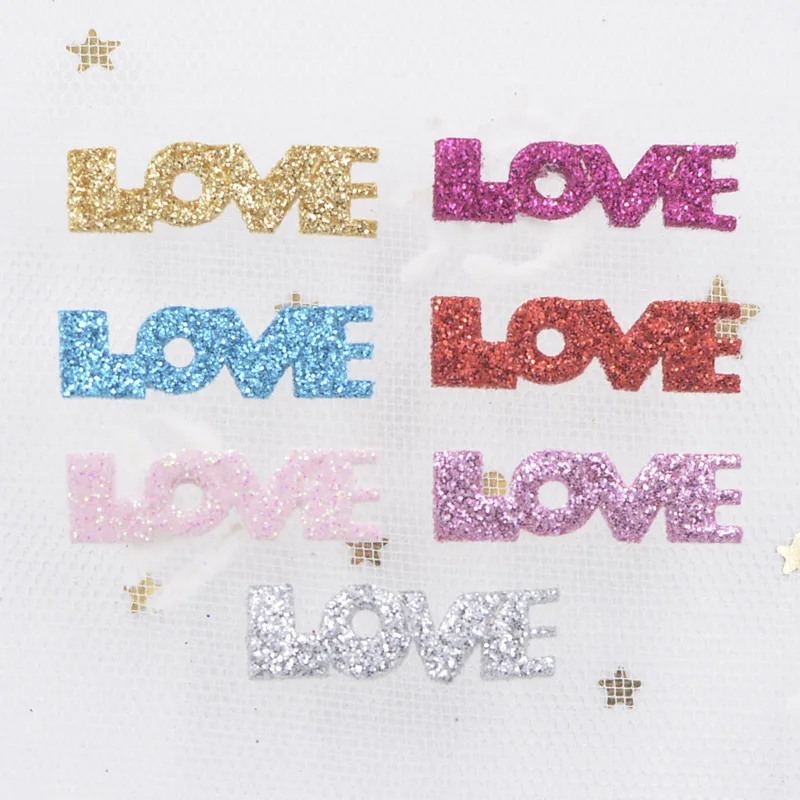 200Pcs 26mm Glitter Leather Fabric Patches \