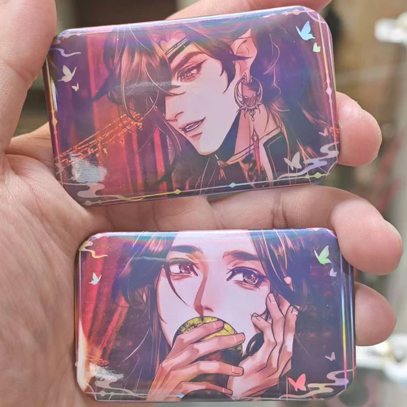 2Pc/Set 2026 Hot Anime Heaven Official’s Blessing Brooches Tian Guan Ci Fu Lapel Pins Hua Cheng Xie Lian Cartoon Rectangle Badge