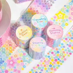 Cute Starlight Journey Series Decoration Adhesive Tape Handbook DIY Scrapbooking Journal Collage Material Die-cut Tape Stickers