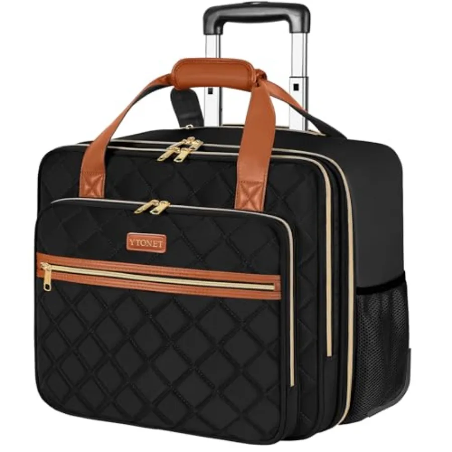 

Ytonet Rolling Laptop Bag, 17.3 Inch Rolling Briefcase for Women, Water Resistant Computer Bag with Wheels for Work Travel Coll
