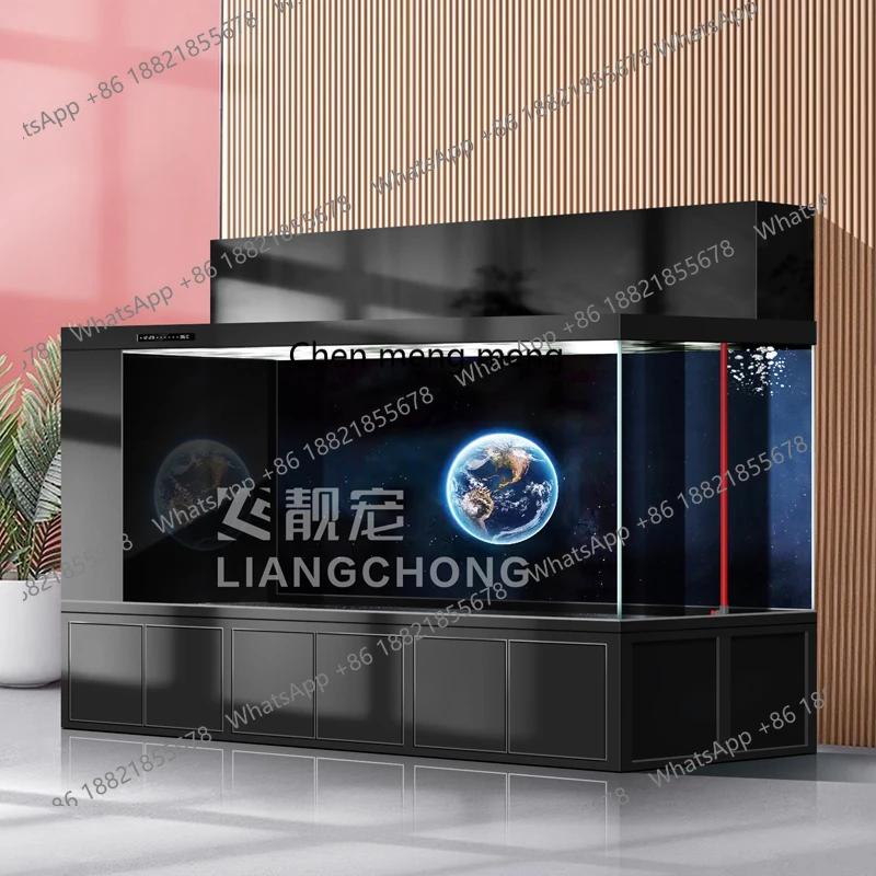 

Double filter aluminum alloy koi floor tank living room with cabinet ultra-white glass arowana medium and large water-free box