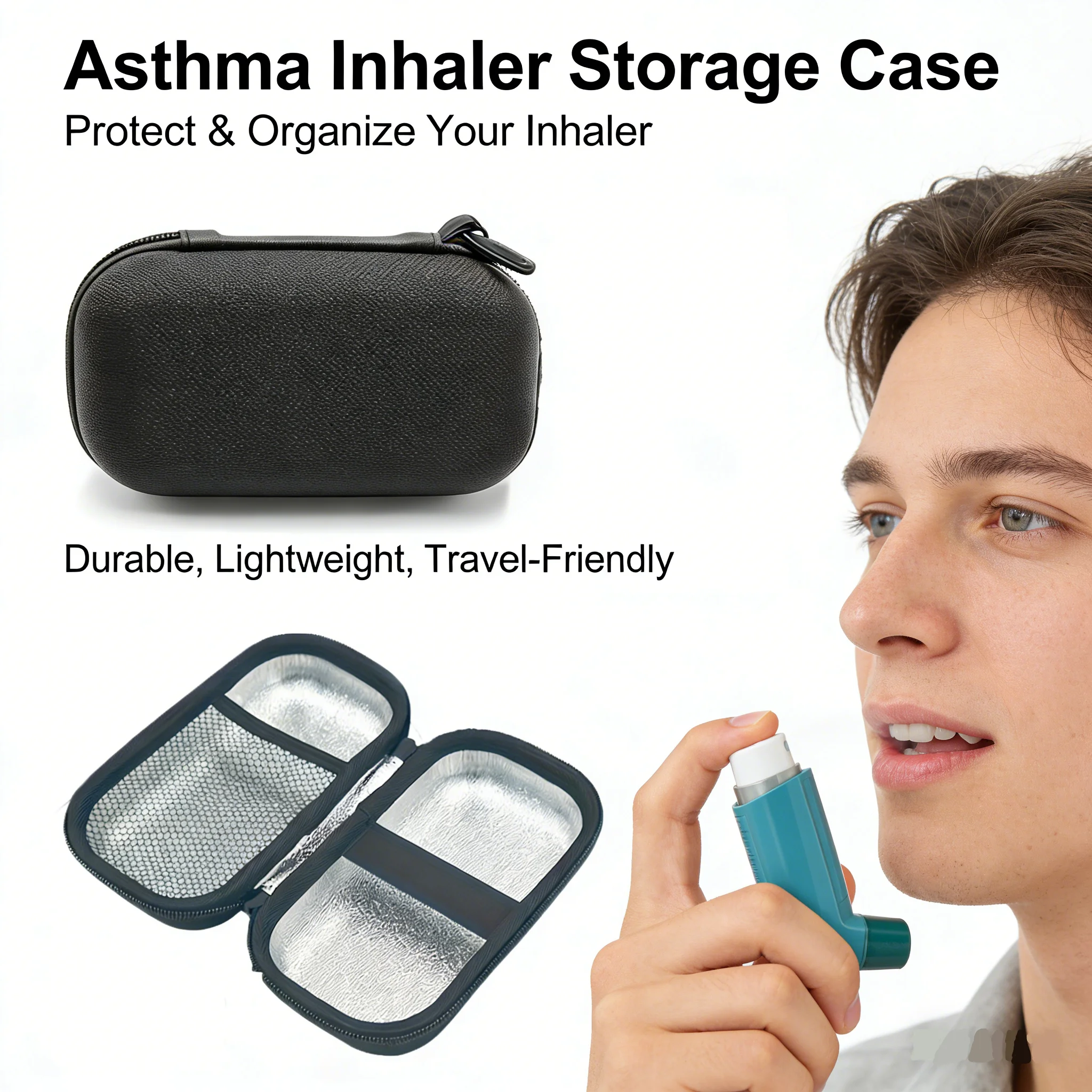 1pc Asthma Inhaler Travel Case ，Portable Nebulizer Case/bag , Includes Inhaler Holder Case Only, Black image 4