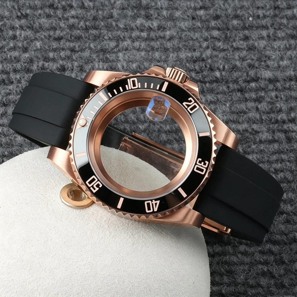 40mm Men 10ATM Waterproof Watch Case Rubber Strap Sapphire For YACHT-MASTER NH35 NH36 NH34 NH38 Japanese Automatic Movement