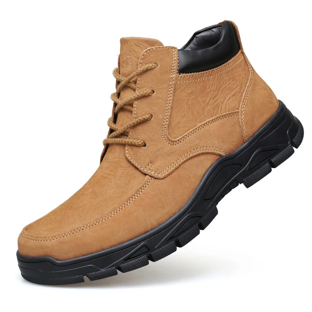 High Quality Genuine Leather Western Boots for Men Classic Men Motorcycle Boots Outdoor Work Shoes Vintage Tooling Shoes Combat