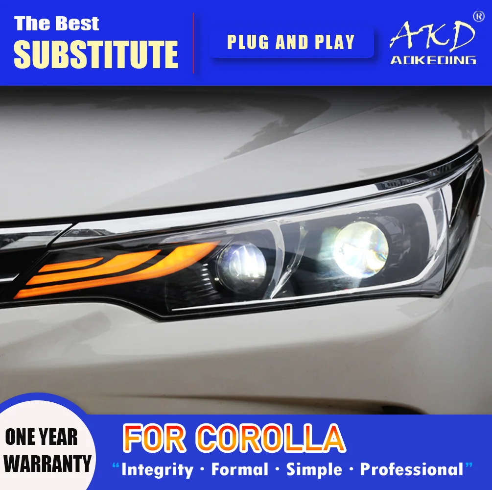 

AKD Head Lamp for Corolla LED Headlight 2017-2019 Headlights Corolla Altis DRL Turn Signal High Beam Angel Eye Projector Lens