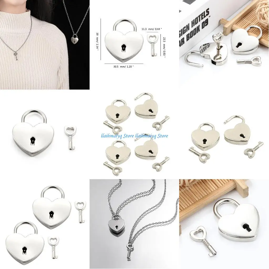 

573B 2/4 Sets Love Shaped Lock Elegant Keychain Pendant Heart Padlock with