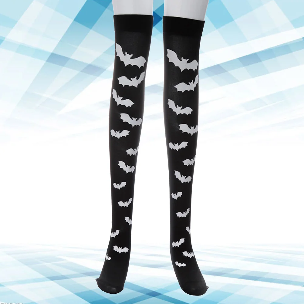 Black Socks Bat Knee for Girls Halloween Role Play Stocking Prom Props Long over Dress Bats High Make up