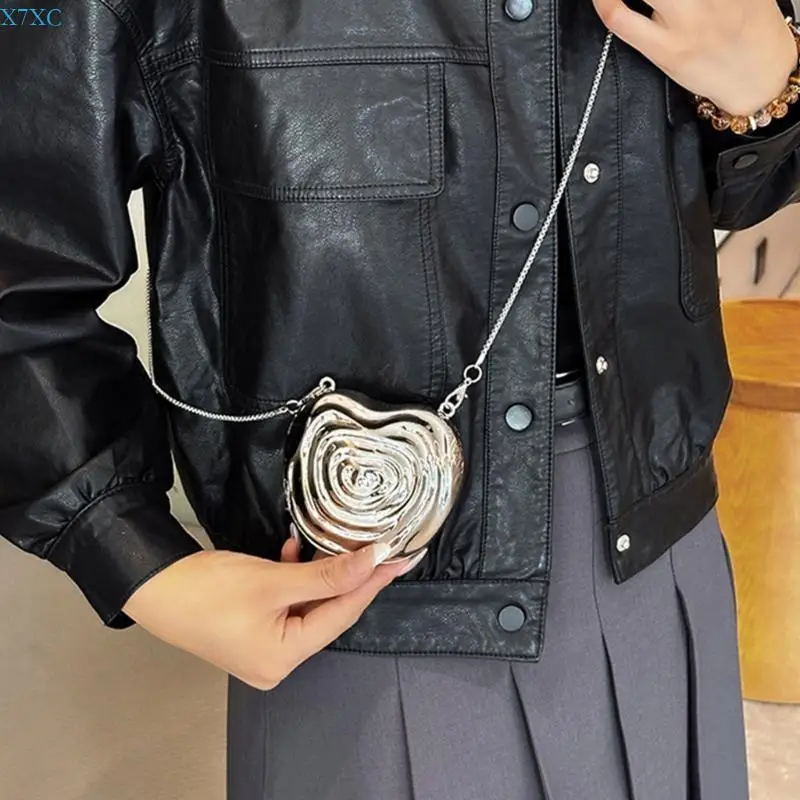 

X7XC Elegant Wedding Party Clutch Unique Heart Evening Bag Acrylic Crossbody Handbag