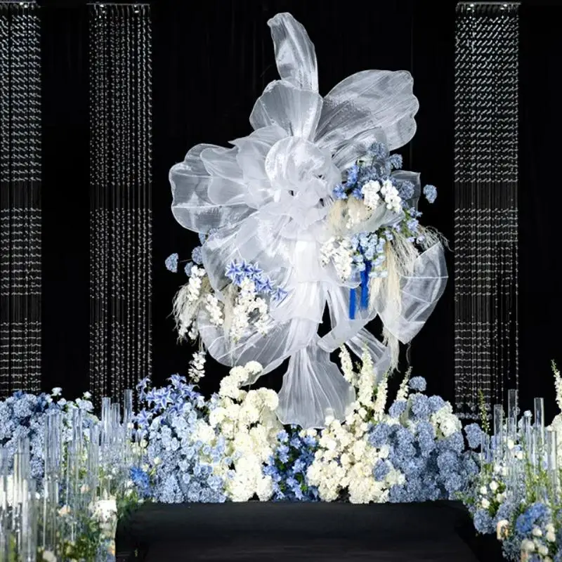 

Pleated Organza DIY Handmade Gauze Flowers For Wedding Background Decor Party Stage Modeling Christmas Window Home Decorations