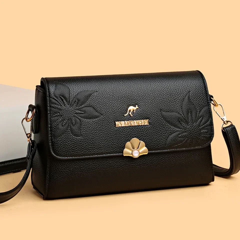 

Women Bag Fashion Exquisite Bag Retro Casual Shoulder Messenger Female PU Leather Solid Color Handbag New Trendy Ladies Flap