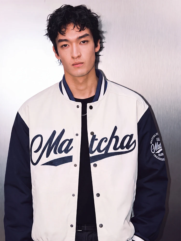 Loose American Style Baseball Jacket Spring Autumn Unisex Pilot Coat Trendy Youth Polyester Fiber Long Sleeve Stand Collar