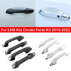 For LHD Kia Cerato Forte K3 2019-2022 Car Carbon Fiber Style Exterior Door Handle Moulding Cover Trim Sticker Decor Accessories