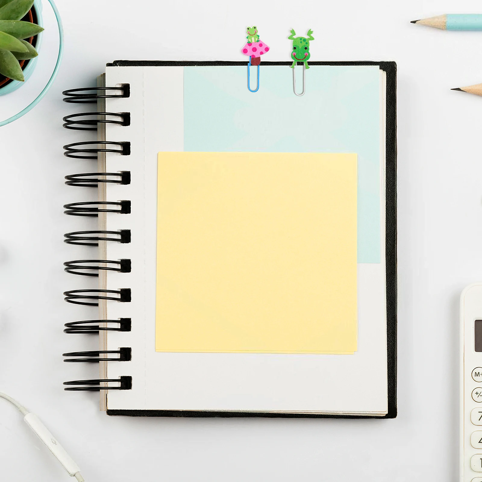 

5 Pcs Colorful Paper Clips Office Supplies Animal Lotus Leaf Shaped Bamboo Coated Cartoon