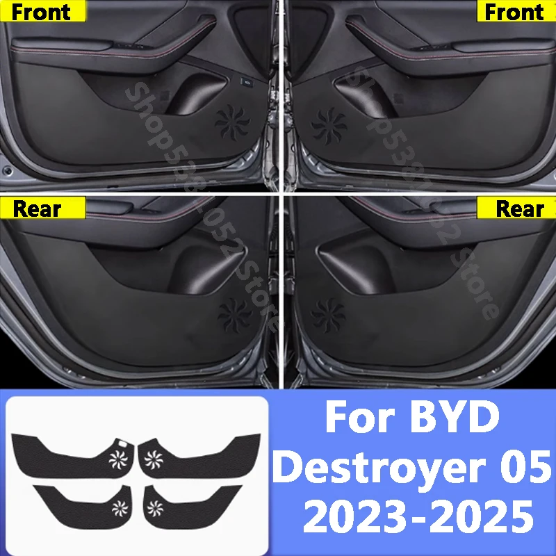 For BYD Destroyer 05 2023 2024 2025 Car PU Leather Car Door Anti-Scratch Protector Anti Kick Anti-Scratch Pad Mat Accessories