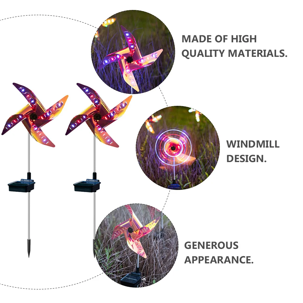 

2pcs Windmill Shape Solar Lawn Light Outdoor Led Decorative Lamp For Garden Pathway Yard Patio Landscape Lighting Energy Saving