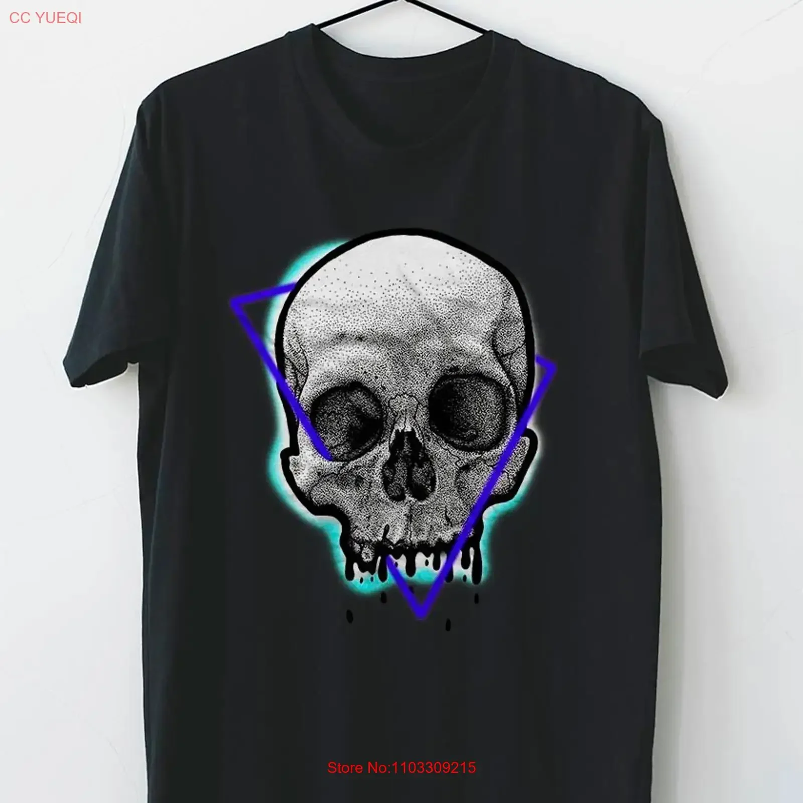 Skull Graffiti Geometry T-Shirt im Vintage-Stil, gewaschen, Unisex, lässig, grafisch, dehnbar, bequem, weich, leicht, für den Alltag