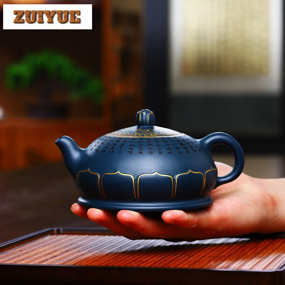 

350ml Yixing High-end Handmade Tea Pot Gold Peach Lotus Purple Clay Teapot Kettle Chinese Tea Ceremony Customized Collection