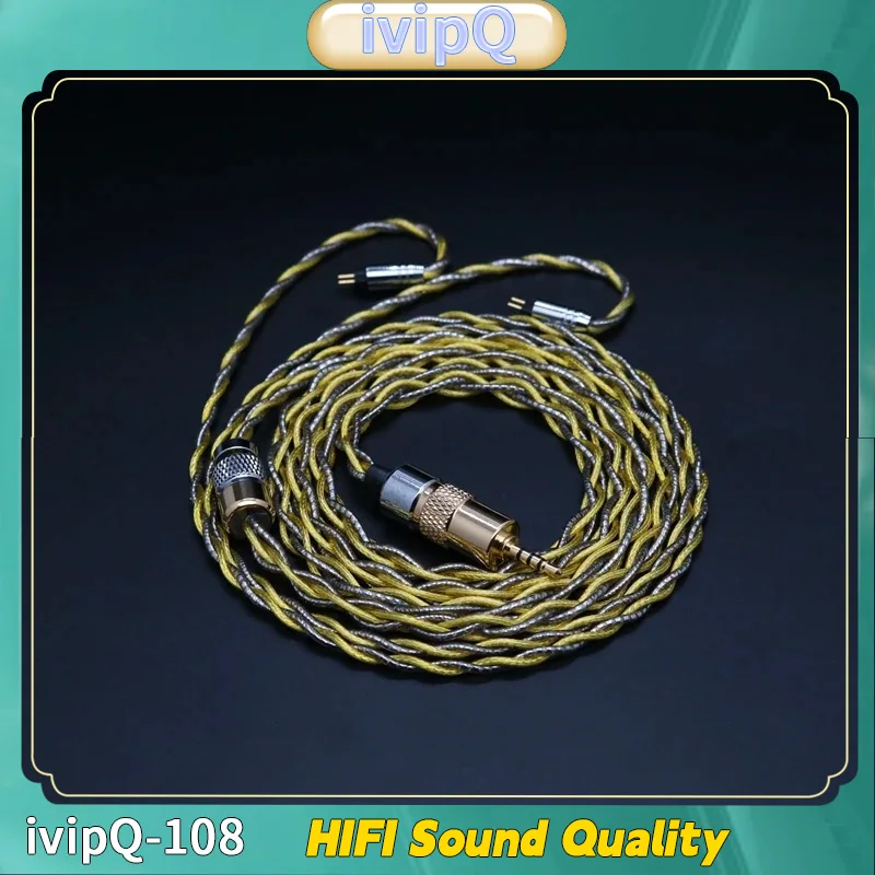 IvipQ-108 HiFi 4-Core سماعة ترقية كابل واحد كريستال الفضة + سبائك النحاس النفط غارقة مع MMCX/0.78 مللي متر/2PIN/2.5/3.5/4.4 مللي متر