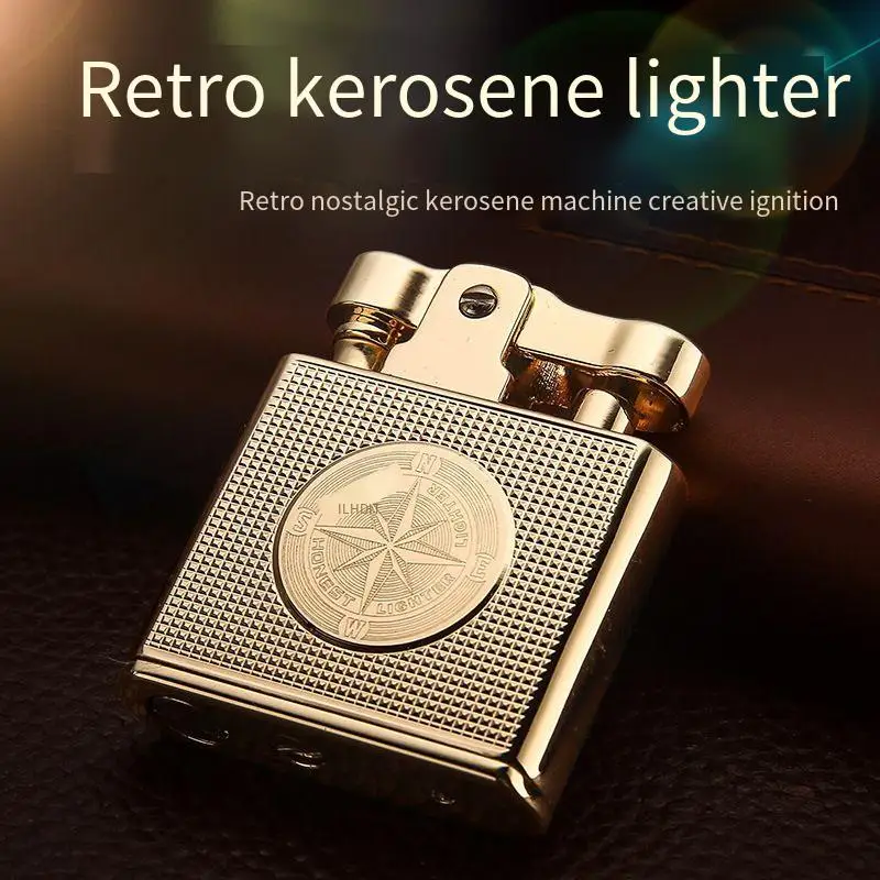 

Baicheng Authentic BCZ707-1 Relief Compass Qinghui Kerosene Lighter Retro Old Style Nostalgic Press Type Unique Handmade Lighter