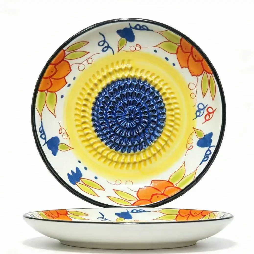Ginger and Garlic Grinder Ceramic Grinding Plate Manual Grinding Garlic Plate Kitchen Mashing Garlic