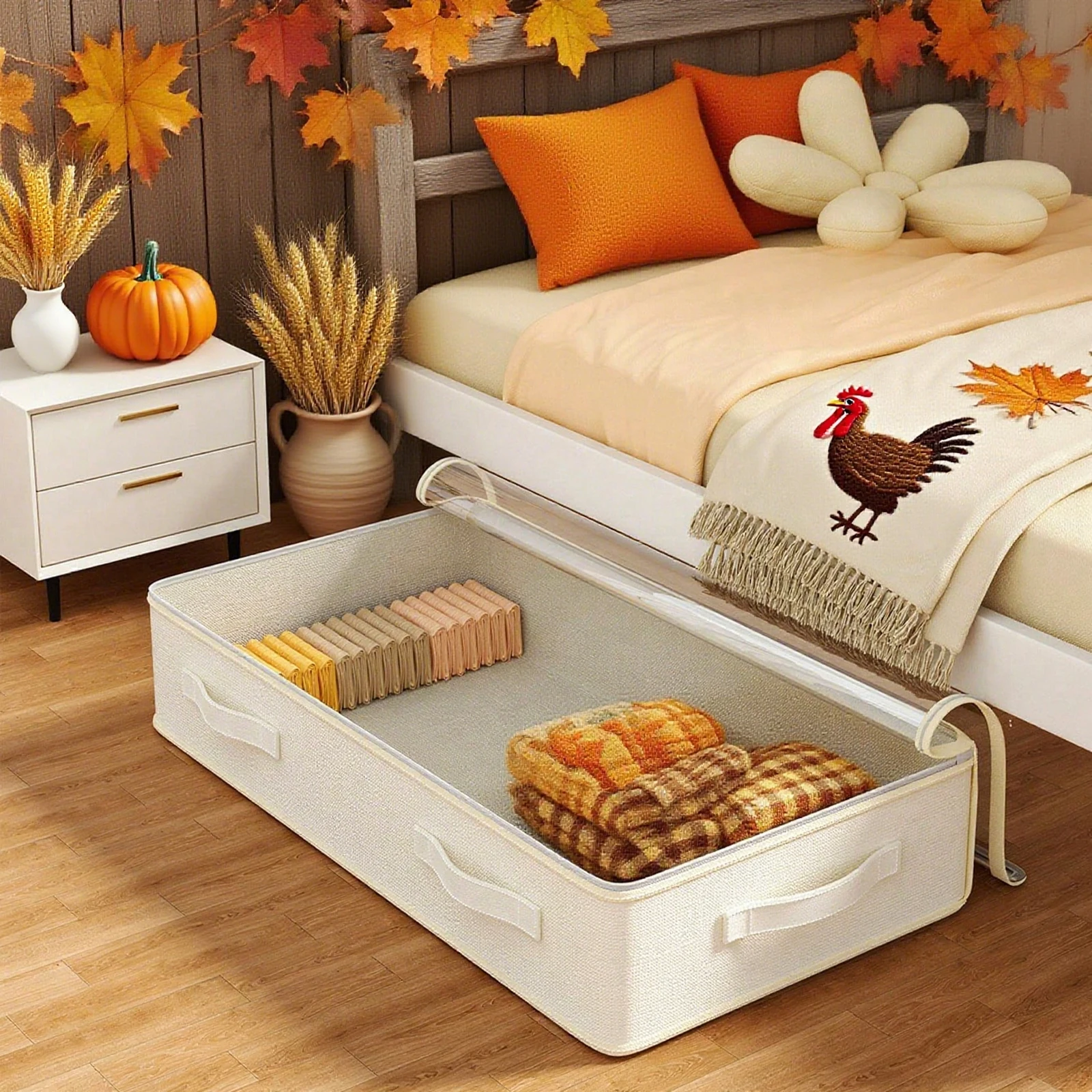 Large storage bag under the bed, storage bag with zipper and visible window to store clothes, quilts, toys and books