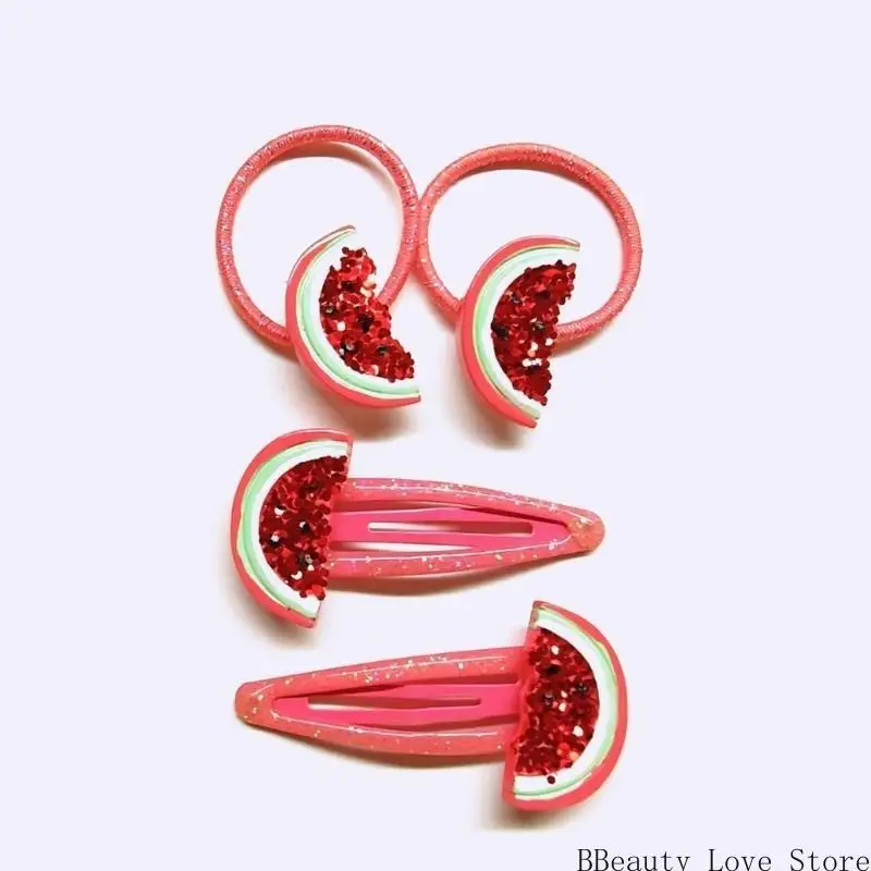 

Watermelon Fruit Sequined Hair Tie Sweet Watermelon Hair Clip Sequined Headwear Headwear Watermelon Birthday Party Props