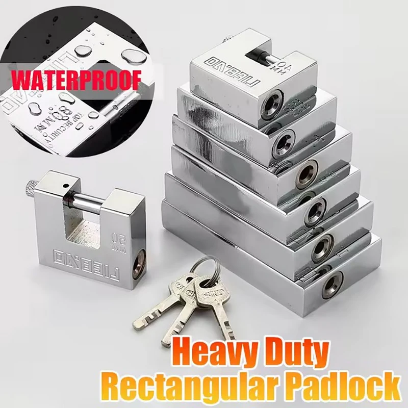 

Stainless Steel Padlock Security Safety Lock Antique Horizontal Opening Anti-ancient Horizontally Open Rectangular Blade Padlock