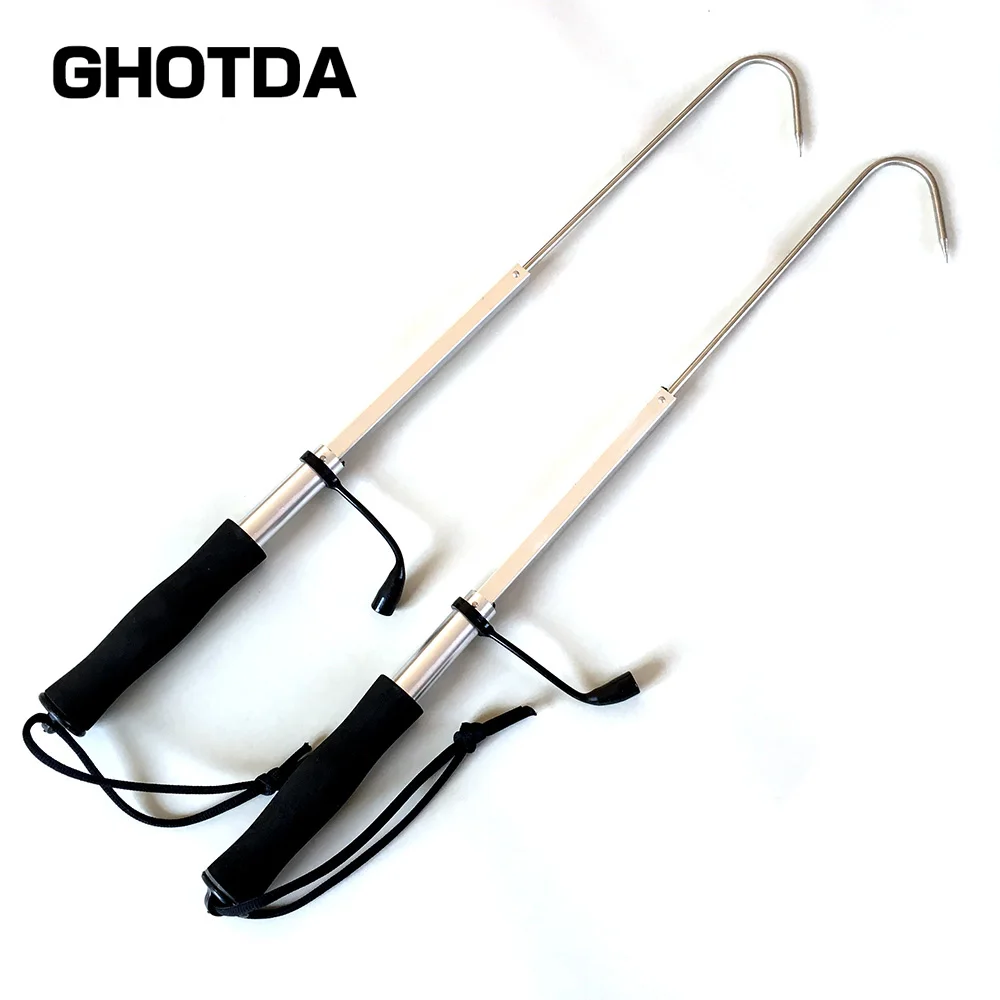 64cm/89cm/116cm Retractable Fish Gaff Professional Telescopic Sea Fishing  Gripper Stainless Steel Fishing Tools