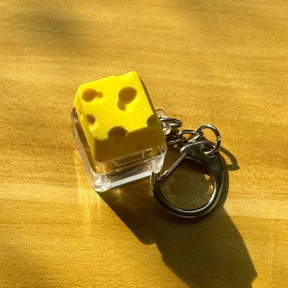 Fidget Keyboard Keychain Cheese Keyboard Fidget Keychain Stress Anxiety Relief Toy Portable Mechanical Keyboard Clicker Keycap