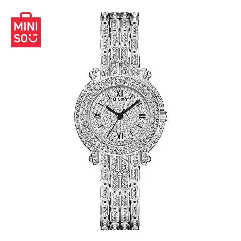Original Miniso Gypsy Diamond Watch, Classic Silver Waterproof High-end Disc Quartz Watches