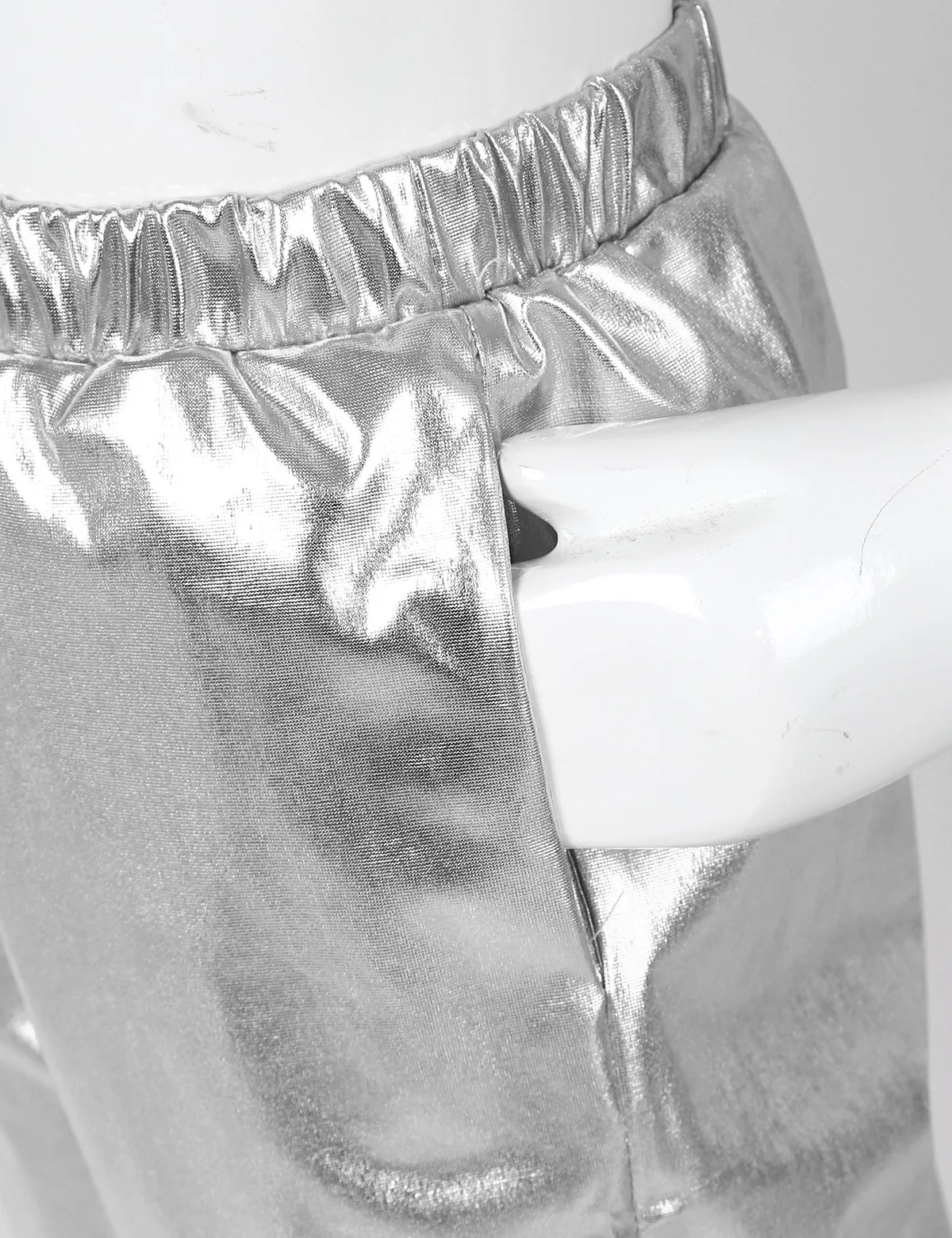 Girls Glossy Metallic Hip Hop Street Dance Outfit Long Sleeve Costumes for Dancing Performance Suit Sequins Jazz Dance Costumes