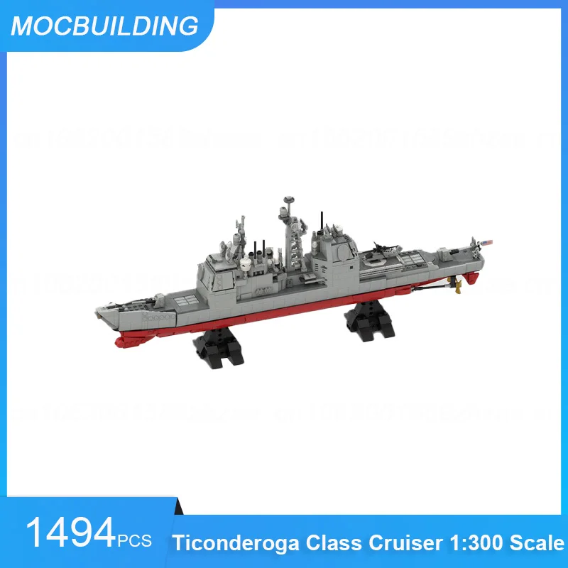 

MOC Building Blocks Ticonderoga Class Cruiser 1:300 Scale Model DIY Assemble Bricks Transportation Collection Toys Gifts 1494PCS