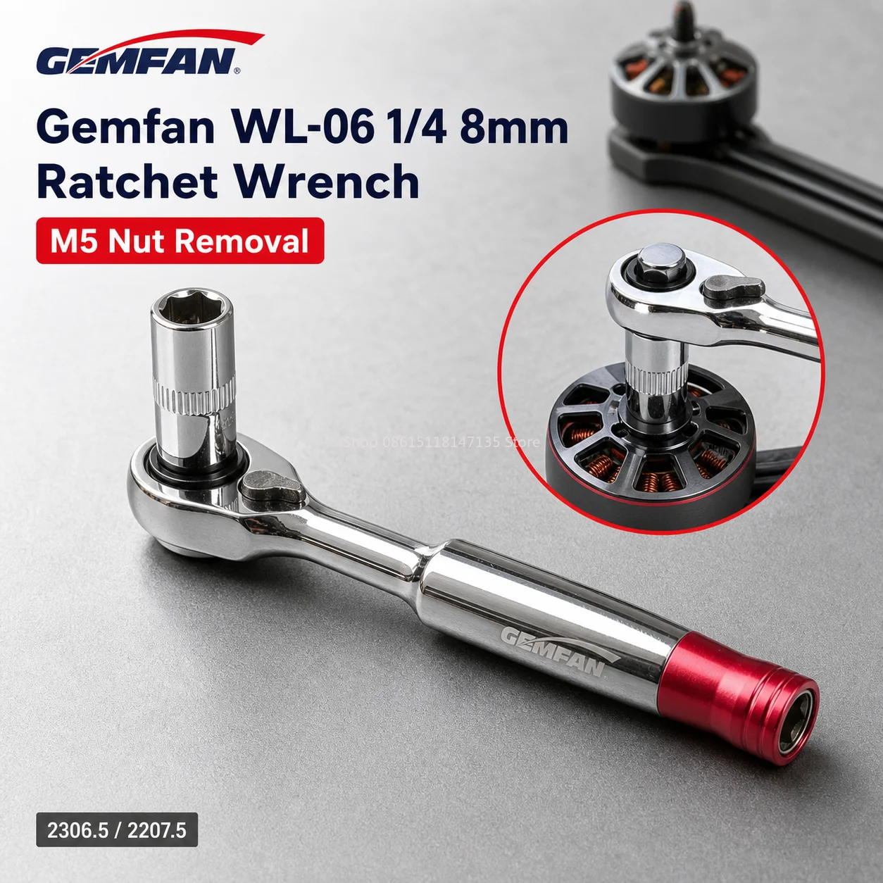 8mm Hex Socket Propeller Removal Tool with 1/4 Inch Drive Prop Wrench for 2207 2306 Brushless Motors FPV Racing Quadcopter view 4