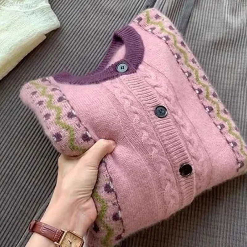 Sweter sweter piękny europejski przemysł ciężki żakardowa dzianina sweter wierzchni dla kobiet jesień i zima sweter damski