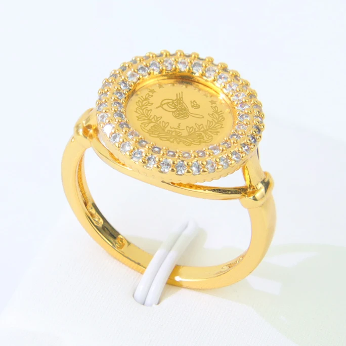Türkische Goldmünzen Ring 21 Karat vergoldet Dubai Braut Hochzeit Paare Ringe Arabisch Islamische Frauen Ramadan Party Schmuck – Detail 26