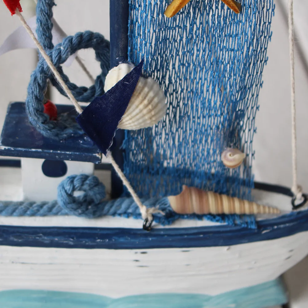 

Home Decor Wooden Carved Ship Ornaments Mini Sailing Boat Models Beach Nautical Yacht Decorative Sailboat for Blue Seaside