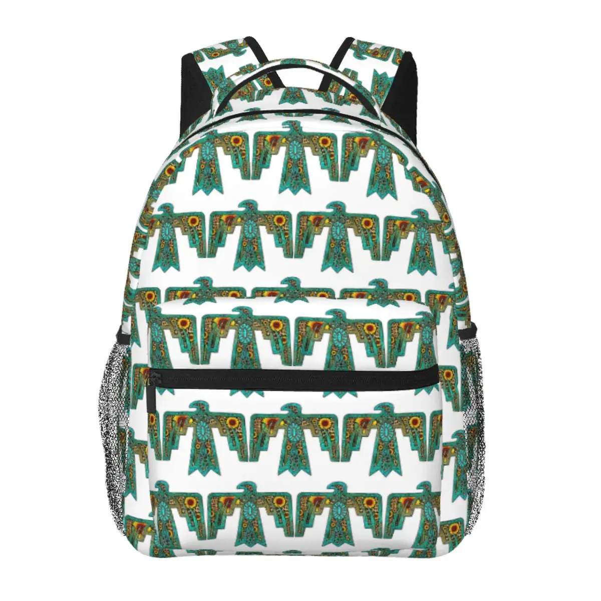 Western Sunflower Urquoise Native American Hunderbird Girl Backpack Student BookBag Children School Bag Laptop Shoulder Bags