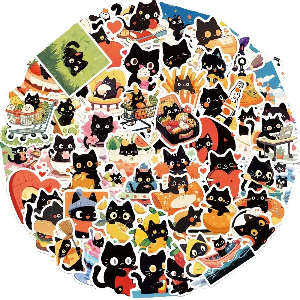 50PCS 새로운 고양이 관심 스티커 동물 만화 편지지 스티커 iPad 컴퓨터 헬멧 기타 벽 스티커
