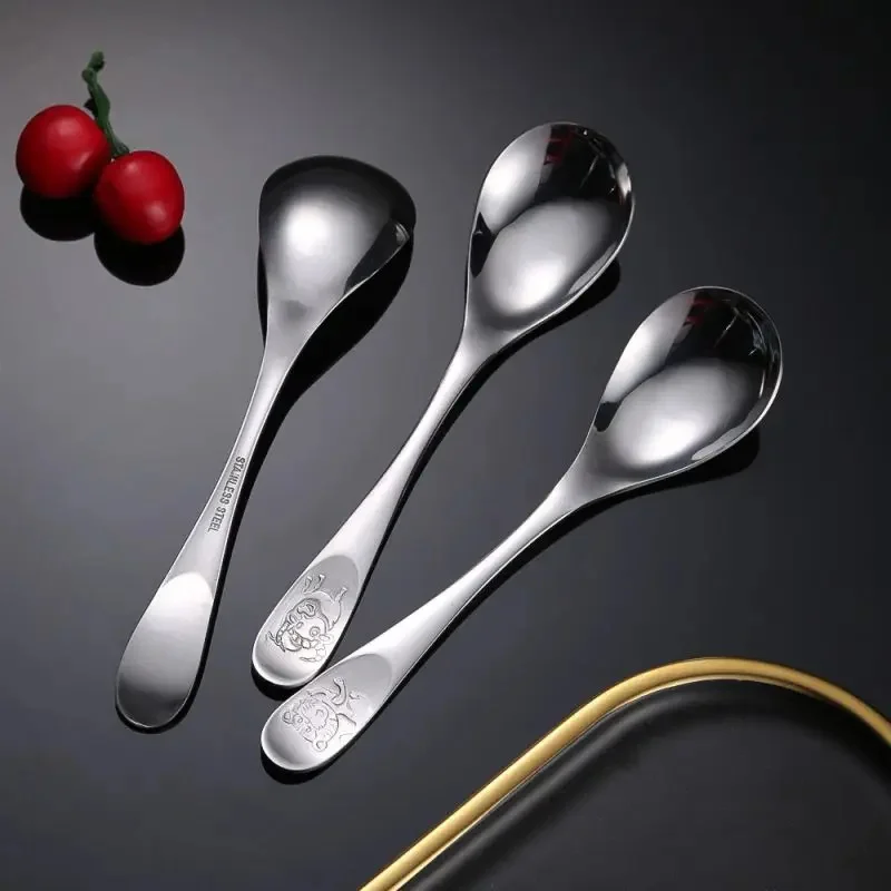 2 Pieces/set of Stainless Steel Zodiac Patterned Tableware with Household Long Handled Thick Soup Spoon