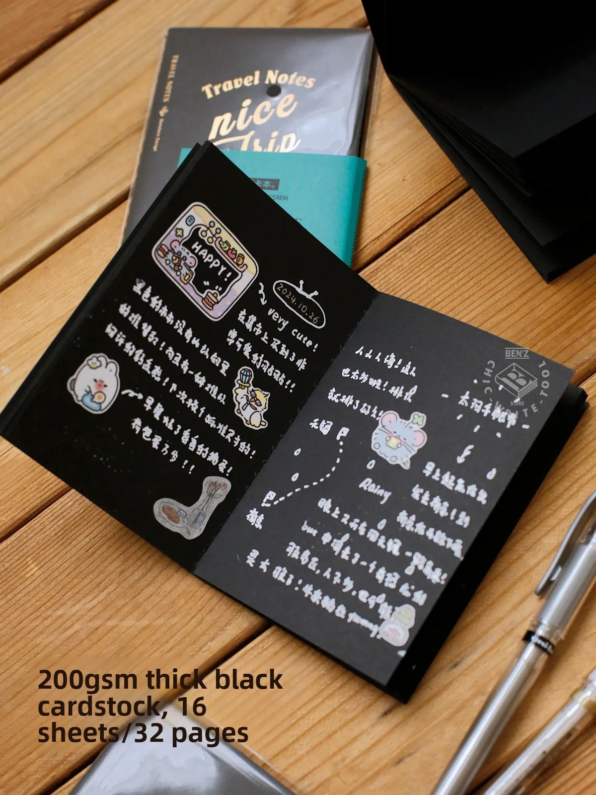 Fromthenon Standard&Passport Size Black Paper TN Notebook Refill Travel Journal Sketch Book Scrapbook Album Inner Pages