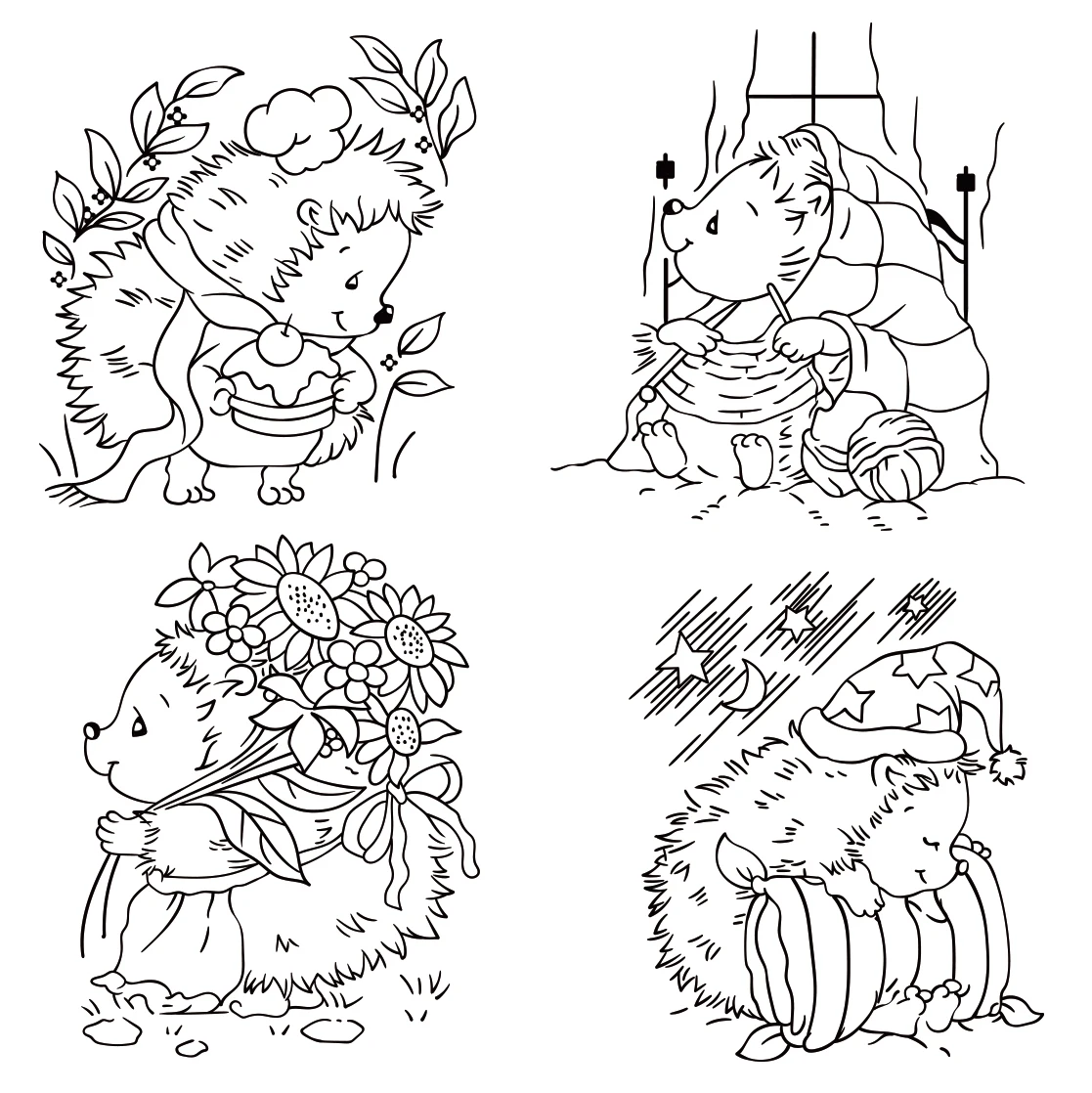 Animal Hedgehog Transparent Silicone Rubber Stamp and Die Sheet Cling Scrapbooking DIY Cute Pattern Photo Album