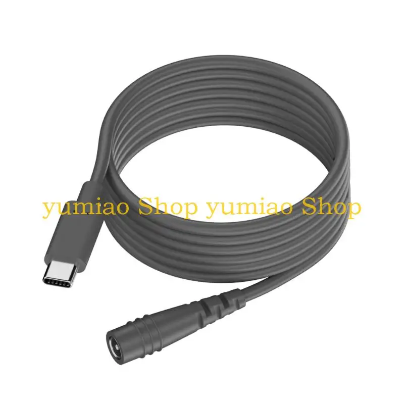 587B Flexible Mini Type C Male To DC5521 Power Cord Durability PVC Office Travel Use