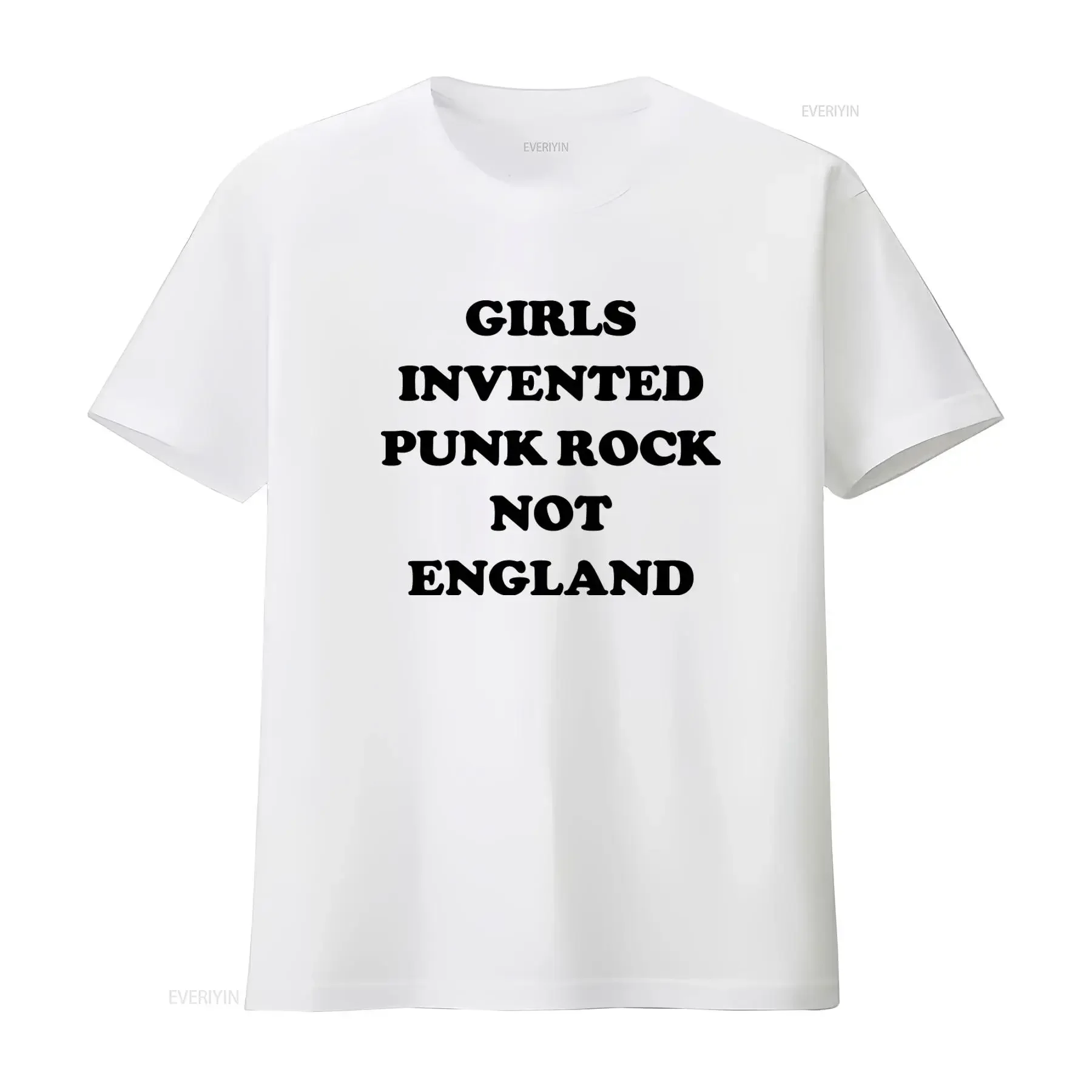 Stylish Girls Invented Punk Rock Not England T Shirt for Fashion Forward Individuals vintage Washed streetwear graphic