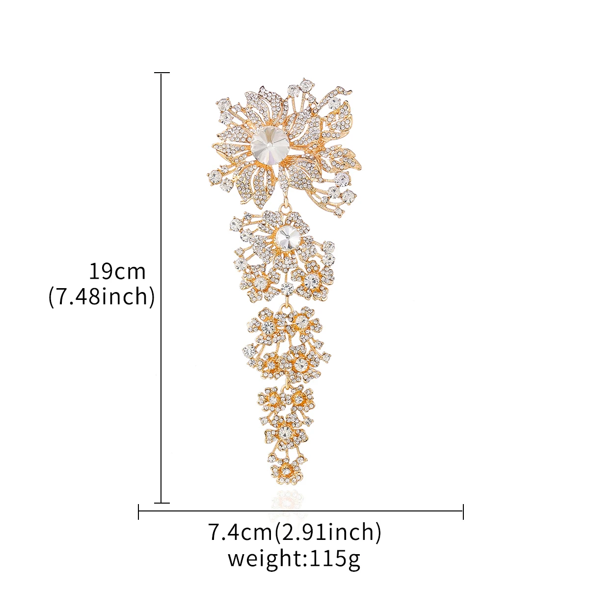 Baiduqiandu Large Size Crystal Rhinestone Brooches For Wedding Bouquets Decorative Jewelry