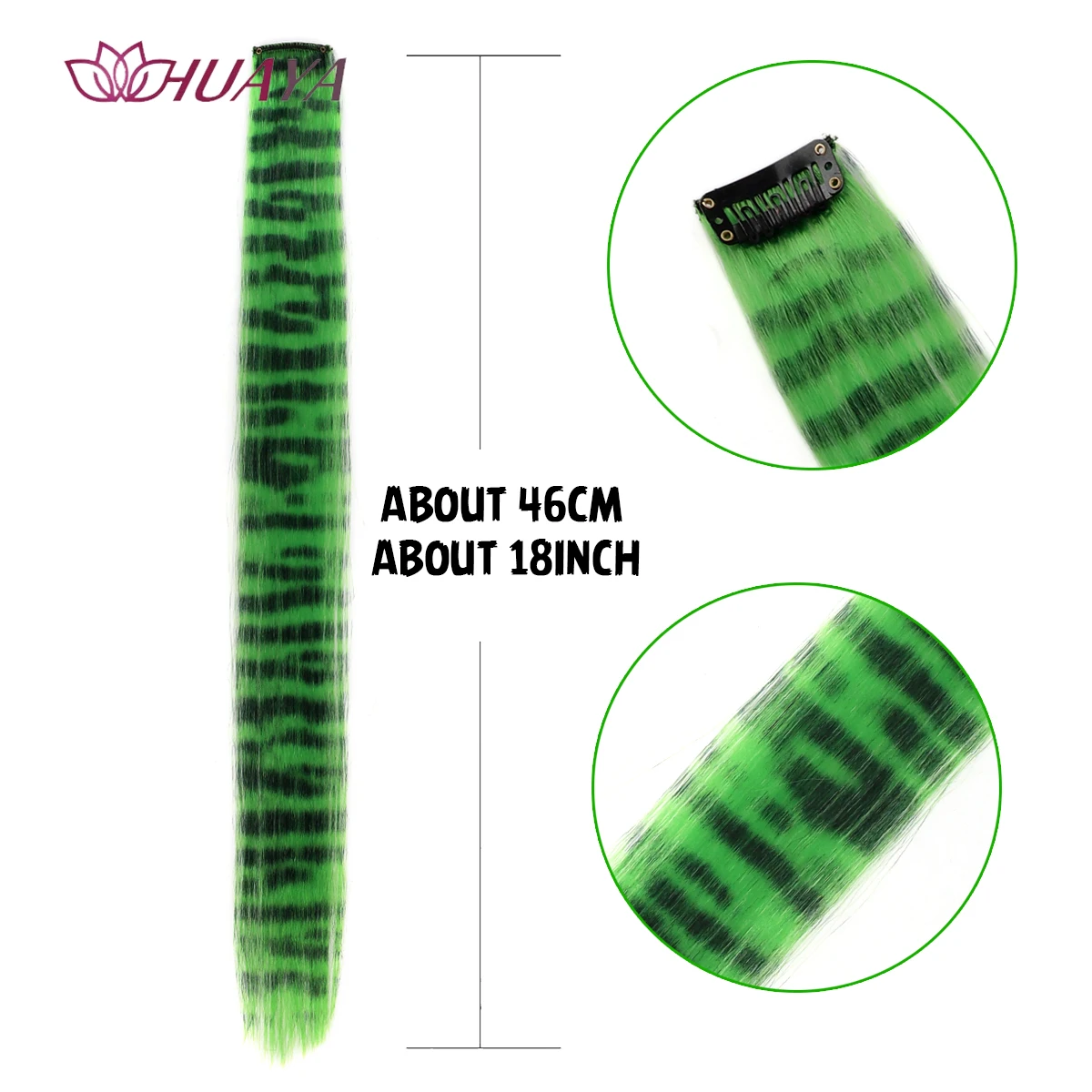 Synthetic Clip in Hair Extension Colorful Fake Hair Clip In One Piece Hairpiece For Women Y2K Colorful Hair Extensions Leopard