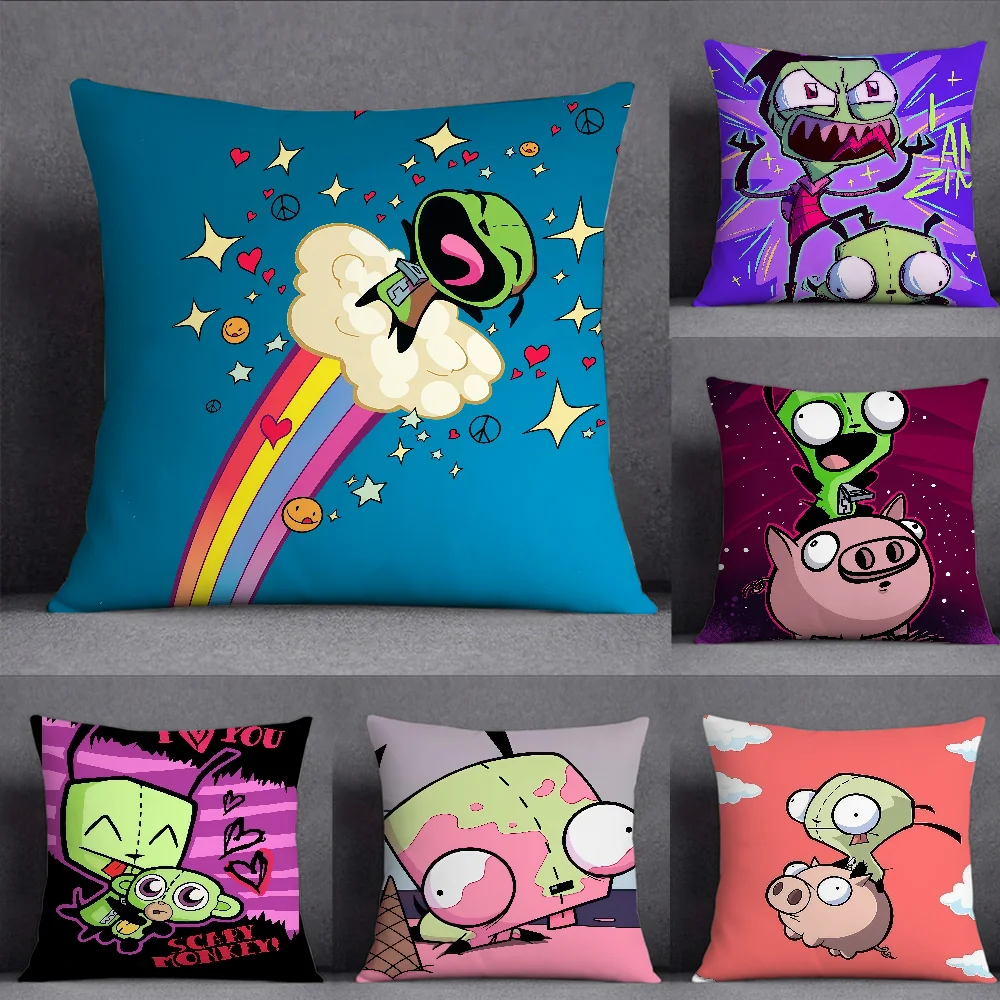 Наволочка с рисунком I-Invader Z-ZIM, квадратная, с двусторонней печатью, чехол для диванной подушки, наволочка для спальни, прикроватная.