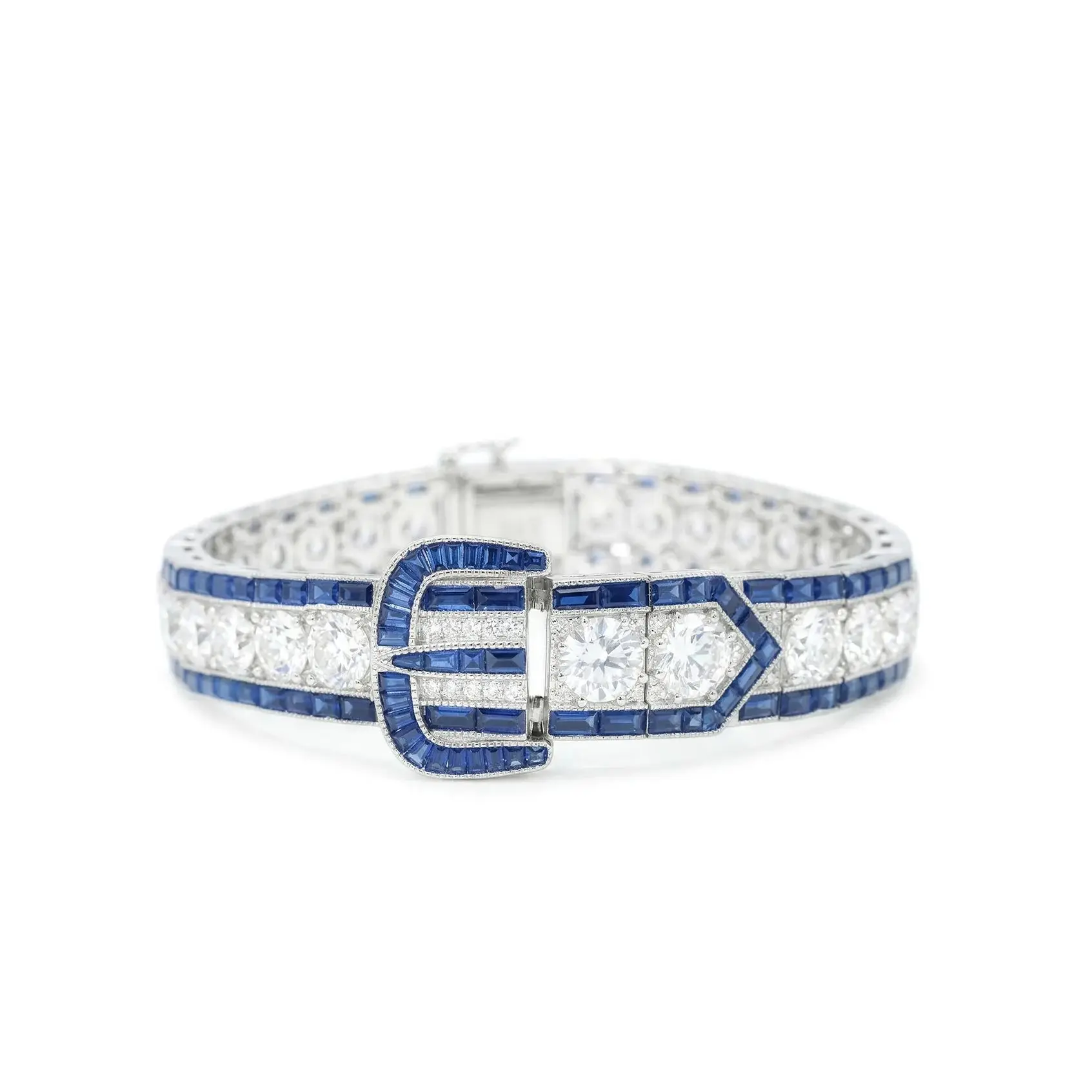 Vintage Art Deco Bracelet Lab Grown Spinel 925 Sterling Silver Luxury Fine Jewelry for Women's Anniversary Evening Party Gift