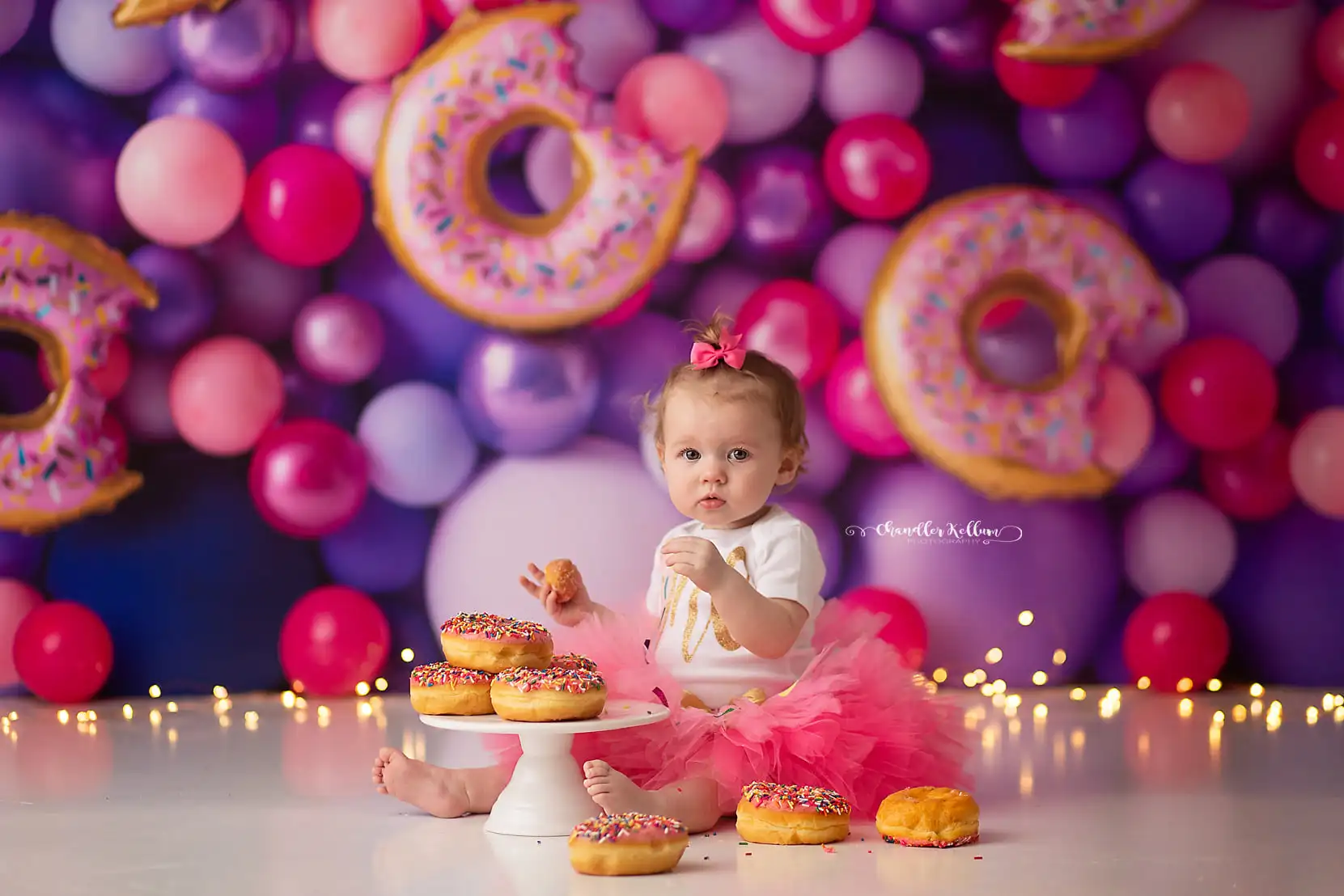 Zoete Donut Ballon Muur Achtergronden Cake Smash Kids Volwassen Fotografie Props Kind Baby Decors Studio Foto Achtergronden